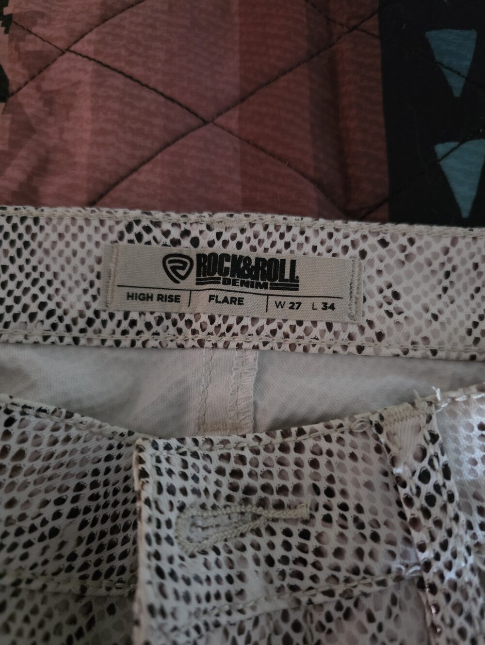 Women’s Snake Print Jeans - Cream/Brown - Picture 3 of 5